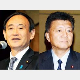 菅官房長官と新藤総務相らが対立/(C)日刊ゲンダイ