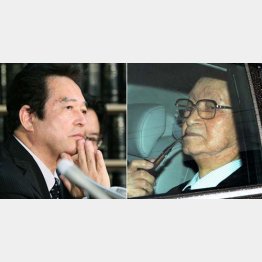 公判後会見する清武氏（左）と東京地裁を去る渡辺会長／（Ｃ）日刊ゲンダイ