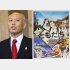 訪韓中の舛添都知事と読売新聞に掲載された広告／（Ｃ）日刊ゲンダイ