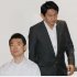 橋下最高顧問（左）と松野代表／（Ｃ）日刊ゲンダイ