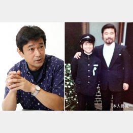 新田純一さん（左） 中学入学当日に父・静雄さん（右）と（Ｃ）日刊ゲンダイ