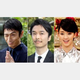 左から伊勢谷友介、長谷川博己、剛力彩芽