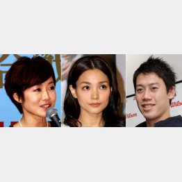 左から有働由美子、国仲涼子、錦織圭