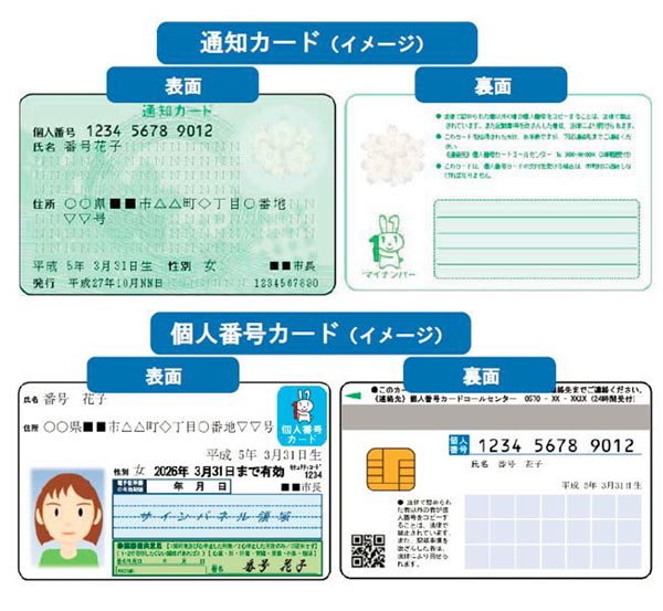 通知カードと個人番号カードのイメージ（国税局・税務署のＨＰ）