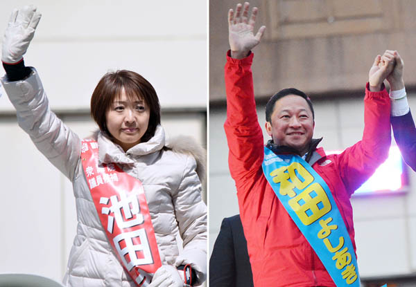 野党統一・池田候補（左）と自民・和田候補（Ｃ）日刊ゲンダイ