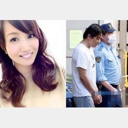 富田千景容疑者(左=フェイスブックから)と送検される加賀谷高志容疑者