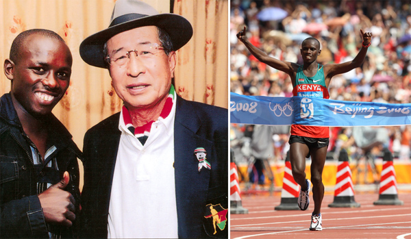 小林氏とワンジル（左）。ワンジルは北京五輪男子マラソン金メダル（Ｃ）ＪＭＰＡ