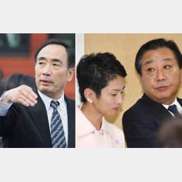 消極的な民進党蓮舫代表と野田幹事長（左は籠池理事長）／（Ｃ）日刊ゲンダイ