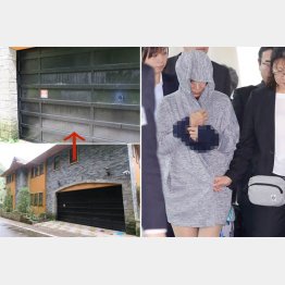 シャッターの両端2カ所に銃痕のようなものが(右は山辺容疑者)