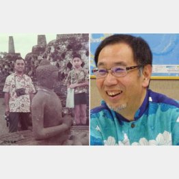 沖縄ツーリストの東良和会長（左は小学5年生の頃にインドネシアのボロブドゥール寺院遺跡で）／（Ｃ）日刊ゲンダイ