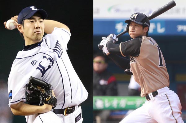 メジャースカウトの注目を浴びる西武・菊池（左）と日ハム・大谷（Ｃ）日刊ゲンダイ