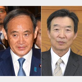 菅官房長官（左）と日銀の岩田副総裁（Ｃ）共同通信社