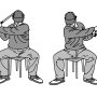 椅子に座りスイング 左肘をたたむ感覚を養う即効ドリル
