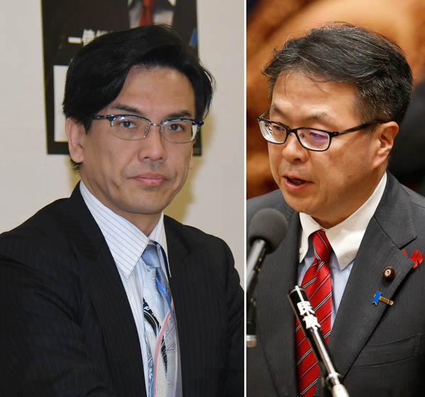 詐欺を認めている斉藤被告（左）と回収に積極的ではない世耕経産相（Ｃ）日刊ゲンダイ