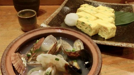 【貝の酒蒸しとダシ巻き卵】貝5種類のダシを使う贅沢