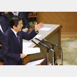 党首討論での安倍首相（Ｃ）日刊ゲンダイ