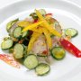【夏ヒラメと薬味野菜のカルパッチョ】たっぷりの季節の薬味が白身魚を飾る