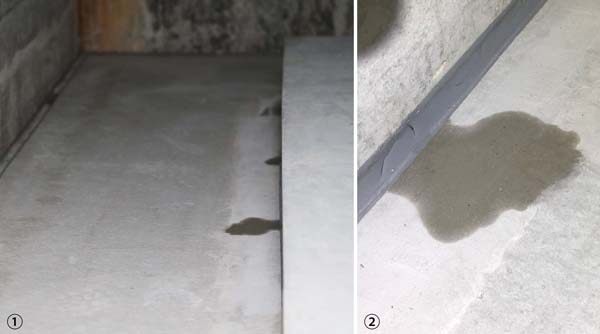 写真１は地下ピットの床、写真２は近づいて撮影したもの（Ｃ）日刊ゲンダイ