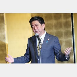 選対発足式で講演する安倍首相（Ｃ）日刊ゲンダイ