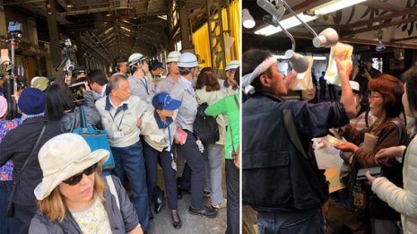 “人間の盾”を次々突破…築地市場封鎖も業者は営業継続中