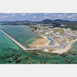埋め立て着手区域の約２割が土砂で埋まった沖縄県名護市辺野古の沿岸部（Ｃ）共同通信社