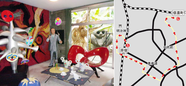 岡本太郎美術館（左）で天才芸術家の作品を見て触る／（Ｃ）日刊ゲンダイ