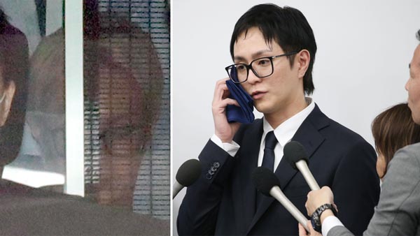 逮捕され送検された浦田容疑者（左）は保釈後、金髪を黒髪に染め直して会見に臨んだ（Ｃ）日刊ゲンダイ