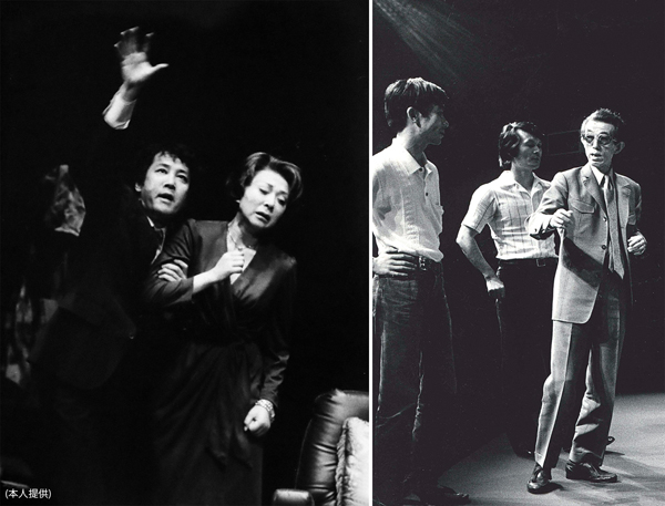79年10月韓国ソウルで、「劇団昴」公演「海は青く深く」（左＝本人と鳳八千代。右の右端が福田恆存先生）／（提供写真）