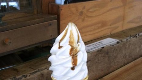 湯浅醤油 蔵カフェ(湯浅)醤油ソフトクリームに“追い”醤油