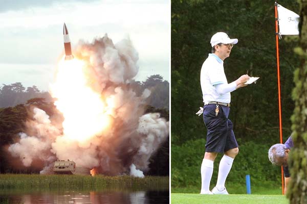 3週間余りで6回目になるミサイル試射の北朝鮮。お気楽に安倍首相はゴルフ三昧（Ｃ）ロイター／ KCNA