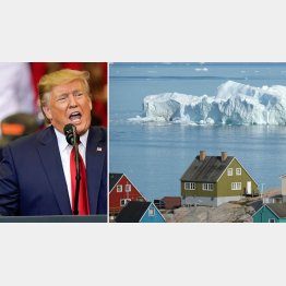 資源豊富なグリーンランドの開発が可能に（中国進出を警戒するトランプ米大統領・左、＝ロイター）／（Ｃ）ゲッティ＝共同