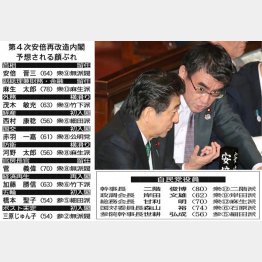 嫌韓姿勢が気に入られ（安倍首相と河野外相）／（Ｃ）日刊ゲンダイ