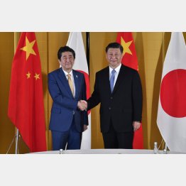 Ｇ２０大阪サミット 日中首脳会談 中国の習近平国家主席と握手する安倍晋三首相（Ｃ）ＪＭＰＡ