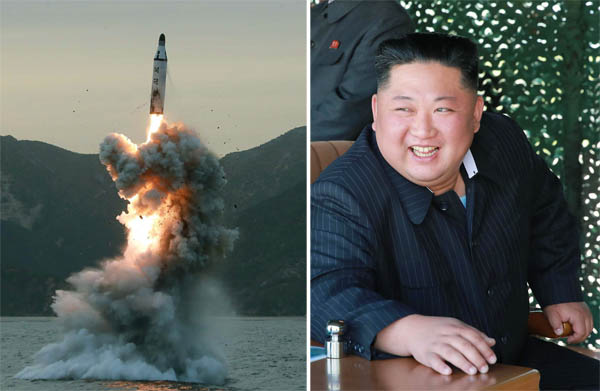 北朝鮮が3年前に試験発射したSLBM／（朝鮮中央通信＝共同）