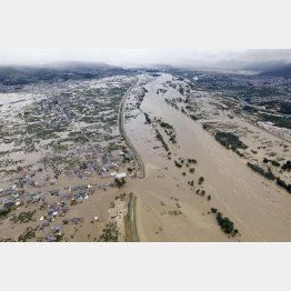 台風19号で決壊した長野県千曲川の堤防（Ｃ）共同通信社