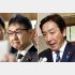 第4次安倍再改造内閣で辞任第1号となった菅原一秀前経産相（右）と辞任第2号の河井前法相（Ｃ）共同通信社