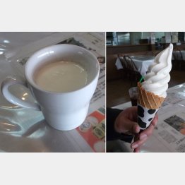 ジャージー100%ミルク（左）とプレミアムジャージーミルクソフトクリーム（Ｃ）日刊ゲンダイ
