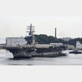 米海軍横須賀基地を拠点とする原子力空母ロナルド・レーガン（Ｃ）共同通信社