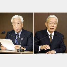 上田批判を展開した石原経営委員長（左）、11日の会見では歯切れが良かった前田晃伸氏（Ｃ）共同通信社