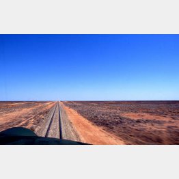 インディアン・パシフィック号の運転席から見た世界最長の一直線（提供写真）