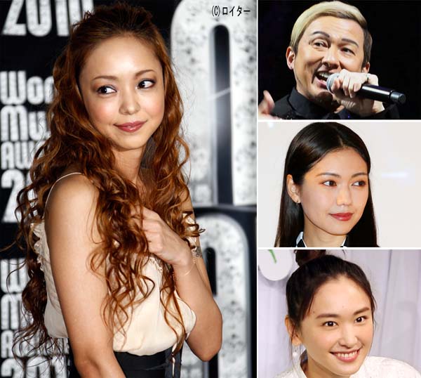 （左から時計回りに）安室奈美恵、ISSA、二階堂ふみ、新垣結衣（Ｃ）日刊ゲンダイ