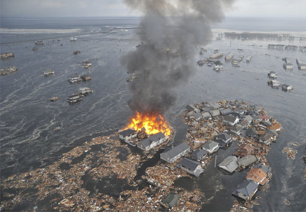 東日本大震災の津波で大きな被害を受けた宮城県名取市（Ｃ）共同通信社
