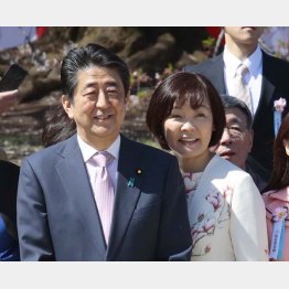 桜を見る会での安倍首相と昭恵夫人（Ｃ）日刊ゲンダイ