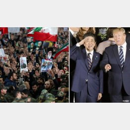 狂気同盟の安倍首相とトランプ米大統領（右）、イラン国民の怒りが頂点に（Ｃ）ロイター／Official Khamenei website