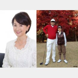 ラウンド中に伊集院静氏とツーショットの阿川佐和子さん（Ｃ）日刊ゲンダイ