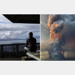再噴火も可能性大（右は12日の噴火の様子、フィリピン）／（Ｃ）ロイター　