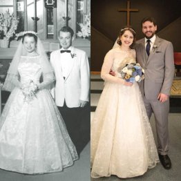 祖母が64年前に着たドレスで…花嫁が「そっくり」と話題に