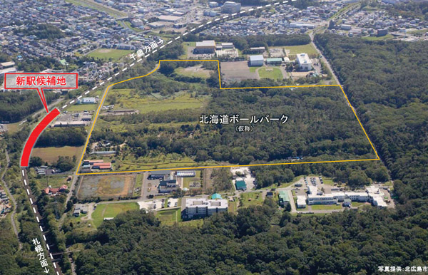 日本ハムのボールパーク建設予定地（北広島市提供）