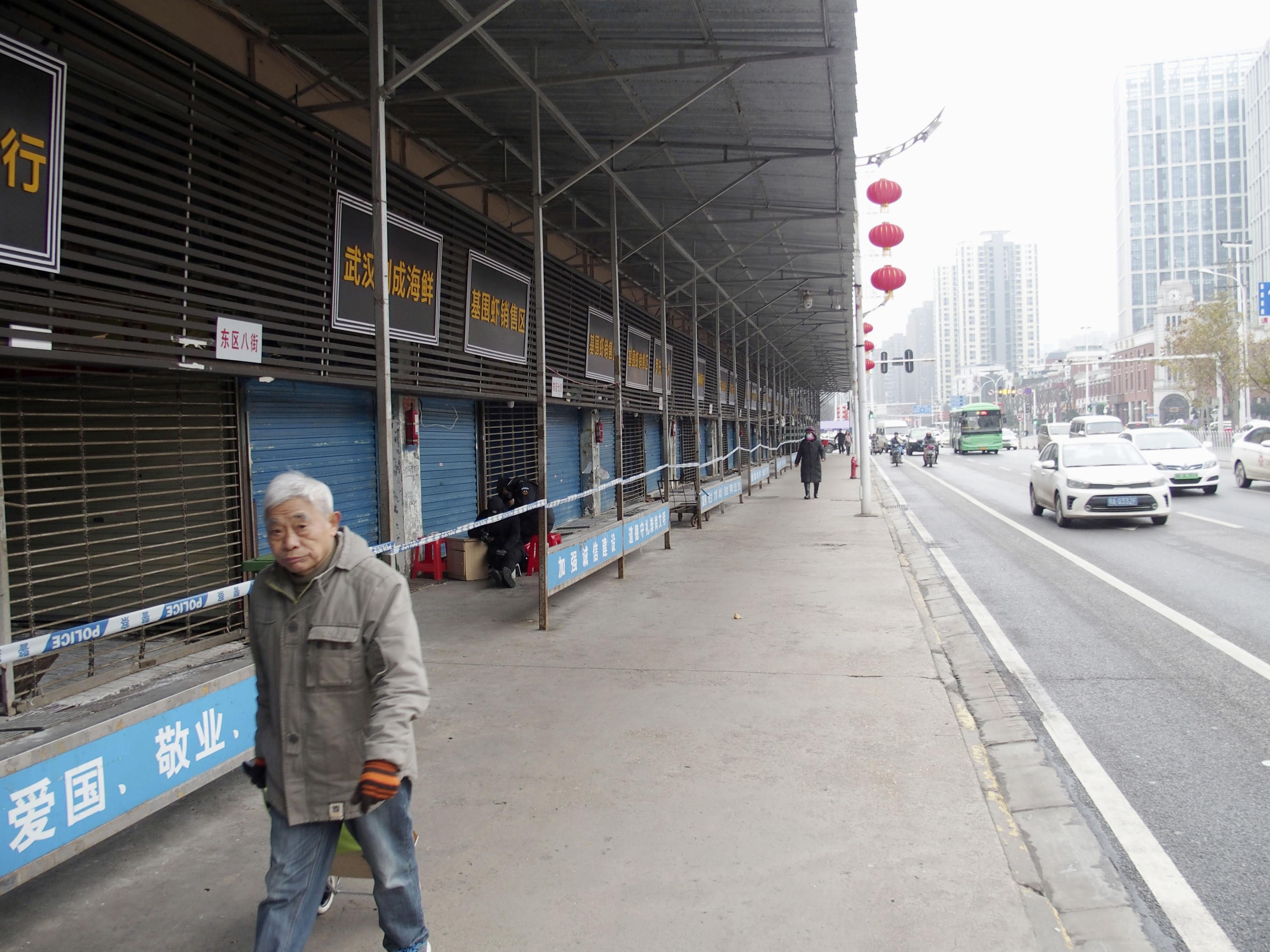 閉鎖された中国湖北省武漢市の海鮮市場（Ｃ）共同通信社