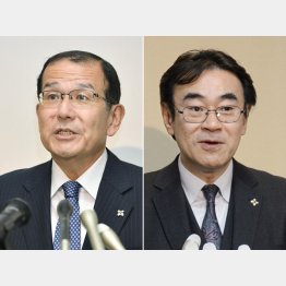 稲田伸夫検事総長（左）と黒川弘務東京高検検事長（Ｃ）共同通信社